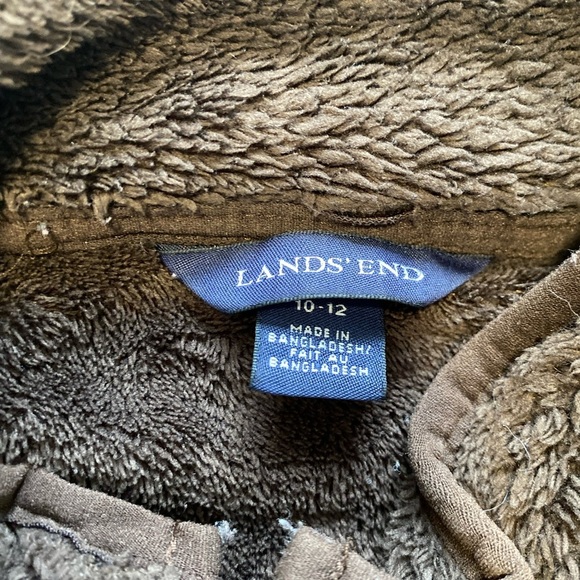 Lands' End Brown Fluffy Fleece Jacket Pullover Size Medium - Picture 5 of 7